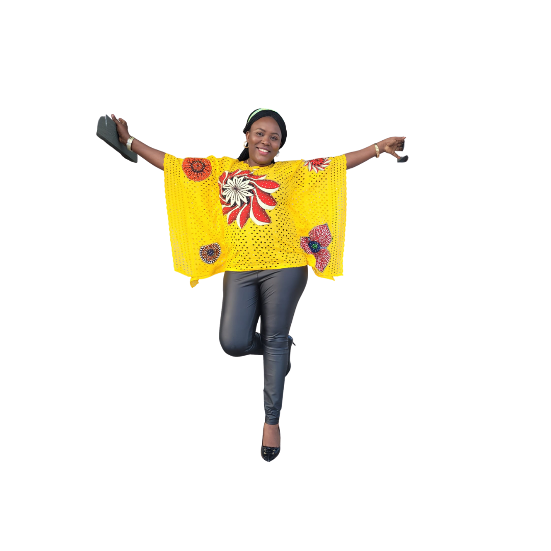 Dry Lace Ankara Patched Boubou Top